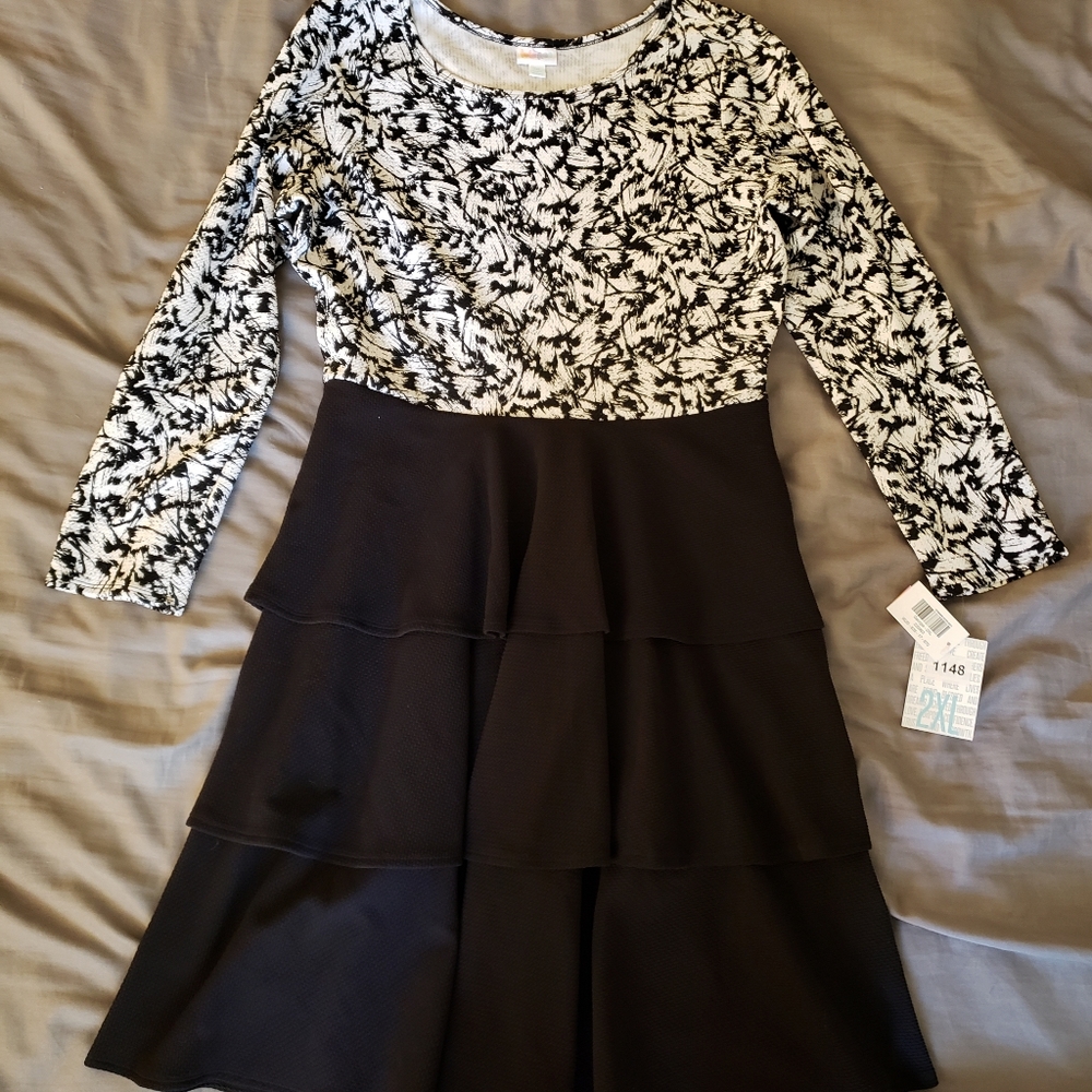 2XL Lularoe Georgia flounce skirt 3/4 sleeve dress